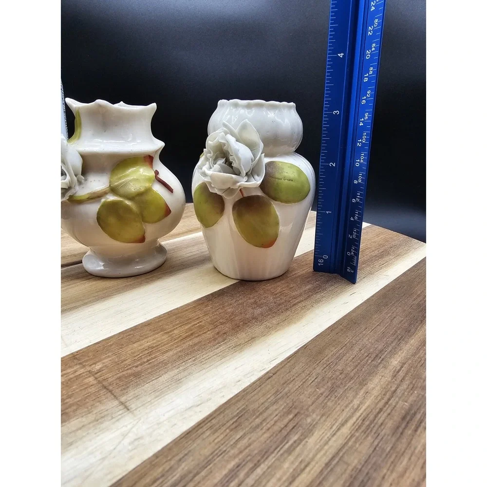 Pair Of French Barbotine‎ Majolica Vases READ DESCRIPTION